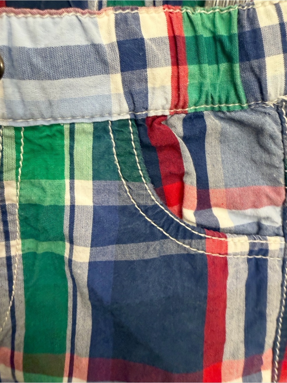 Baby Boden Multicolor Plaid Drawstring Shorts - Green, Blue, Red boys 3-6 months - Picture 8 of 9